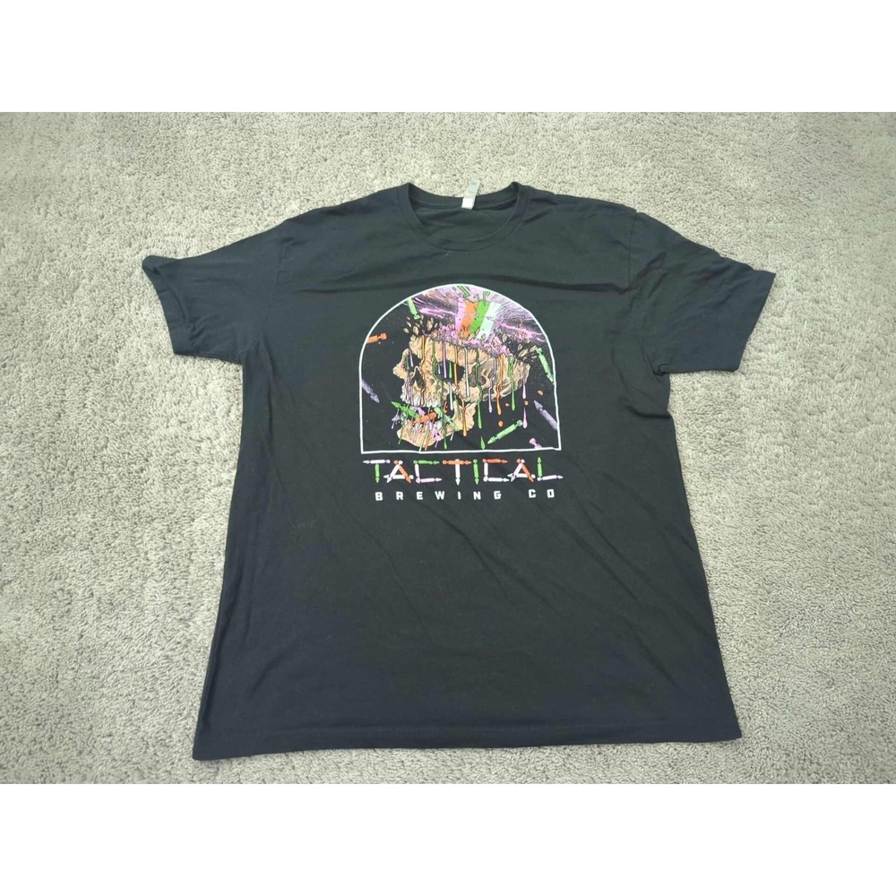 Tactical Brewing Co T Shirt Mens XL Skull NeonPaint Splatter Beer Craft Brew